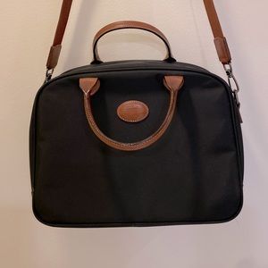 Longchamp small duffle briefcase computer black and leather
